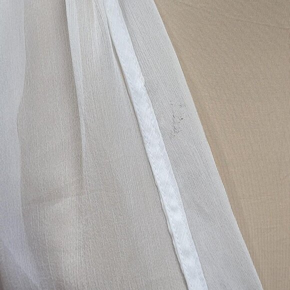 Nasty Gal White Sheer Plunge V-Neck Blouse Size 12 - Picture 5 of 5